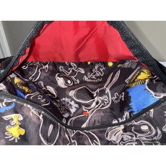 LeSportSac Snoopy Peanuts Sketch Classic Hobo Black Nylon Crossbody Bag - Picture 13 of 16